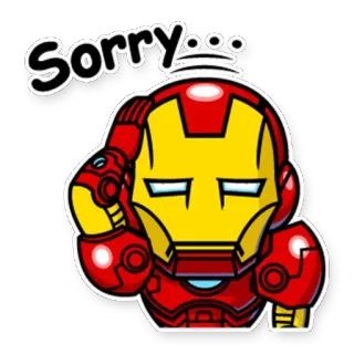 😔 ba24435f Iron Man Sorry... Iron Man, maaf, permintaan maaf, Marvel, superhero, kartun whatsapp sticker