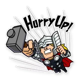 🏃 ca47b92f Thor Hurry Up! Thor, Marvel, Avengers, Superhero, Palu, Cepat!, Kartun whatsapp sticker