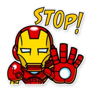 ✋ f5c03030 Iron Man STOP! Iron Man, Marvel, Superhero, Berhenti, Peringatan, Komik, Karakter whatsapp sticker