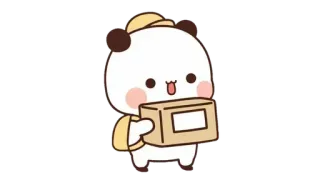 🍩 4b9121d3 Панда, Милый, Мультфильм, Животное, Каваий, Доставка, Коробка telegram sticker