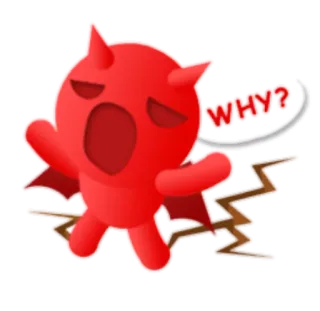 😡 01e14ad4 WHY? diabeł, czerwony, kreskówka, pytanie, dlaczego, potwór, rogi telegram sticker
