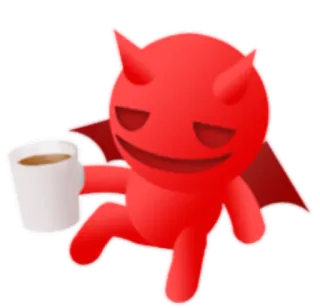 ☕ 7900dd28 diabeł, kawa, czerwony, kreskówka, śpiący telegram sticker