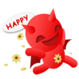 😀 c6f38285 HAPPY diabeł, słodkie, szczęśliwy, kreskówka, kwiaty telegram sticker