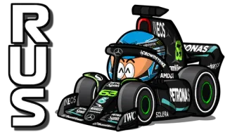 🇬🇧 3b1f29d5 RUS F1, 레이싱, 자동차, 만화, 차량 telegram sticker