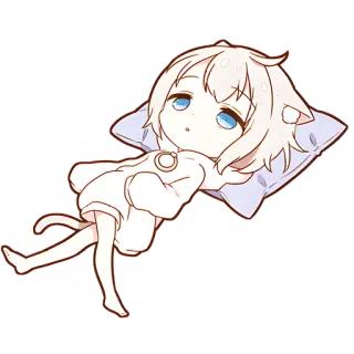 🫠 754d37bd Anime, Chibi, Kawaii, Lindo, Orejas de gato, Relajante, Adormilado telegram sticker