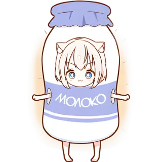 🥛 7d314b12 МОЛОКО leche, anime, orejas de gato, lindo, dibujos animados telegram sticker