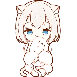 😋 bb9b45cc lindo, anime, gato, chibi, kawaii, manga, dibujos animados, ilustración telegram sticker