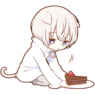 🍰 68744f1a Anime, Neko garçon, Gâteau, Fraise, Mignon, Manga telegram sticker