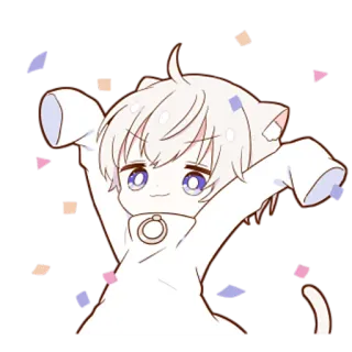 🥳 45138f64 sticker, cat, anime, confetti, cute whatsapp sticker