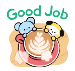 ☕️ 027739f5 Good Job bravo, félicitations, café, mignon, dessin, fête telegram sticker