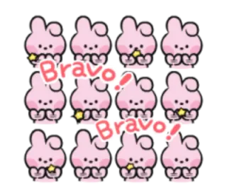 👏 3a477882 Bravo! Bravo, Lapin, Sticker, Mignon, Positif, Applaudissements, Félicitations telegram sticker