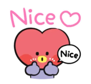 👍 5198751d Nice sympa, mignon, coeur, dessin animé, pouce levé, positif telegram sticker