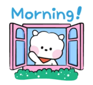 ☀️ c7aa3532 Morning! matin, mignon, ours, fenêtre, salutation telegram sticker