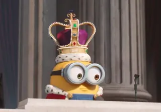 ☺️ 0fe6fe6f Minion Despicable Me Minion, korona, król, kreskówka, słodkie, żółty telegram sticker