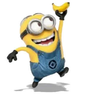 😃 34470cf9 Minion Kreskówka, Postać, Banan, Zabawne, Wesoły telegram sticker