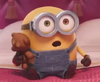 😳 38c58dc6 Minion Minion, Kreskówka, Słodki, Pluszowy miś, Postać, Żółty telegram sticker