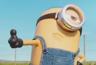 👍 43a1aef6 Minion Despicable Me Kreskówka, Minionek, Jak ukraść księżyc, Kciuk w górę, Film telegram sticker