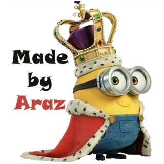 👑 751856d6 Minion Uncle Araz Minion, Król, Korona, Kreskówka telegram sticker