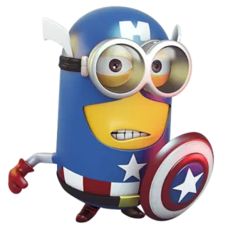 😶 02478ef0 Captain America Minion, Captain America, Marvel, Superheld, Cartoon, Figur telegram sticker