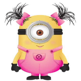 👱 ad7ff2db Minion Despicable Me Minion, Cartoon, Lustig, Süß, Animiert, Mädchen, Schleifen, Rosa telegram sticker