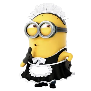 ☝ 1c251078 Minion Despicable Me minion, cartoon, maid, costume, funny whatsapp sticker