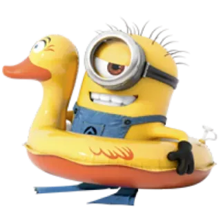 🐤 9e1428a1 Minion minion, cartoon, yellow, duck, swim ring whatsapp sticker