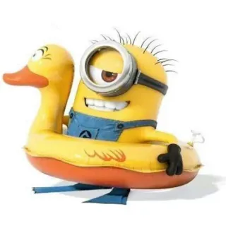 😏 7d2e493e Minion การ์ตูน, ห่วงยาง, ตลก, สระว่ายน้ำ, สีเหลือง telegram sticker