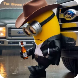 🍺 c19f7a14 Minion มินเนี่ยน, เบียร์, เศร้า, หมวก, คาวบอย, การ์ตูน telegram sticker