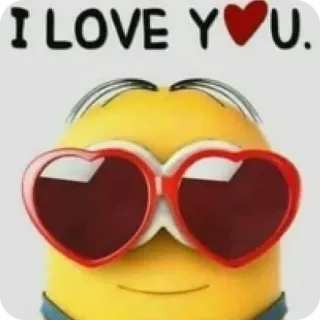 ❤️ ee50655a Minion Despicable Me I LOVE YOU รัก, หัวใจ, มินเนี่ยน, แว่นตา, น่ารัก telegram sticker