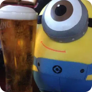 🍺 fbb538e4 Minion มินเนี่ยน, เบียร์, เครื่องดื่ม, การ์ตูน, ของเล่น telegram sticker