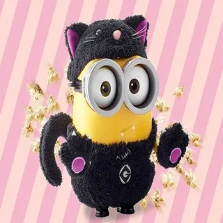 😽 078a042f Minion Minion, Cartoon, Katzenkostüm, süß, schwarze Katze, Halloween telegram sticker