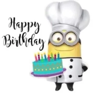 🎁 4c01a9b9 Minion Happy Birthday Geburtstag, Minion, Kuchen, Koch, Feier, Party, Dessert, Cartoon telegram sticker