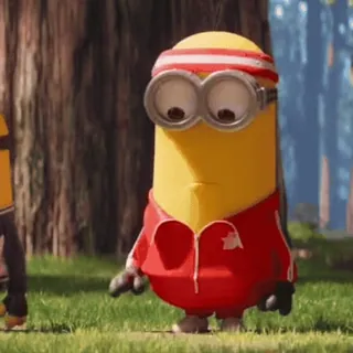 😤 decface2 Minion kreskówka, żółty, trening, ćwiczenia, minionki whatsapp sticker