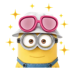 ☺️ 09d49e6e Minion Despicable Me minion, cartoon, sunglasses, bucket hat whatsapp sticker