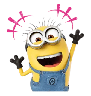 🙌 1f8f901a Minion Despicable Me minion, cartoon, happy, joyful, celebrating, cheerful whatsapp sticker