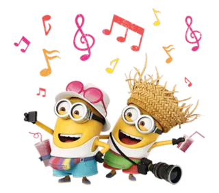 🎵 269f1830 Minions minions, cartoon, summer, travel, music notes whatsapp sticker