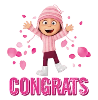 👏 53944914 CONGRATS congratulations, celebration, pink, cartoon whatsapp sticker