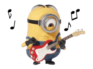🎶 6cc8db21 Minion Minion, guitar, cartoon character, music whatsapp sticker