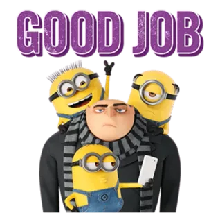 👍 7f1009fb Gru Despicable Me GOOD JOB minions, cartoon, good job, funny, congratulations, despicable me whatsapp sticker