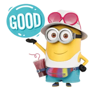 👍 807b8402 Minion Despicable Me GOOD minion, good, cartoon, summer, beach, travel whatsapp sticker