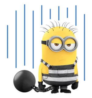 😕 9e1d5d04 Minion cartoon, jail, prison, minion, prisoner whatsapp sticker