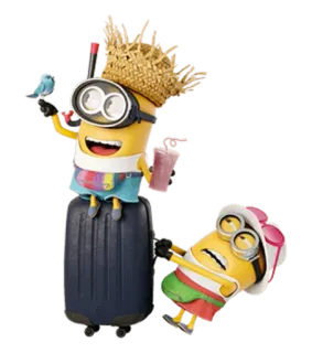 😄 b94fbc69 Minion Minions, Vacation, Cartoon, Summer, Travel, Tropical whatsapp sticker