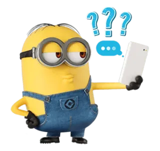 🤔 e89e2ada Minion Despicable Me minion, despicable me, cartoon, question, phone, confused whatsapp sticker