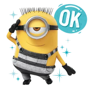 👌 f50ad4d3 Minion OK minion, ok, cartoon, yellow whatsapp sticker