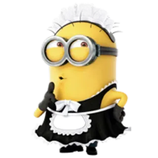 ๐ 9c7a4049 Minion cartoon, maid, uniform, yellow, character, cleaning whatsapp sticker