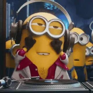 🍌 5d5c0c05 Minion Despicable Me 小黄人, 音乐, 耳机, DJ, 神偷奶爸, 卡通 telegram sticker