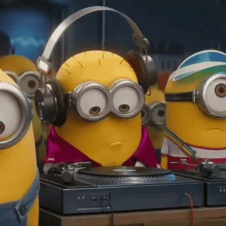 🍌 b79c2214 Minion 小黄人, DJ, 耳机, 音乐, 卡通 telegram sticker