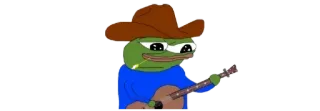 🤠 10e9f40b Pepe the Frog Pepe, rana, paese, cowboy, musica, chitarra telegram sticker