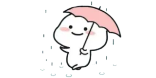 🍚 4ab9af48 Kreskówka, Parasol, Postać, Uroczy, Różowy, Deszczowy telegram sticker