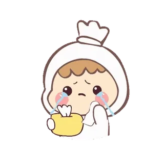 ⭐ 07473eb8 泣く, 悲しい, ティッシュ, 涙, アニメ, 感情 telegram sticker